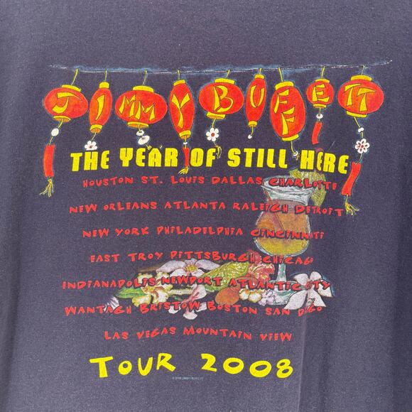 Vintage Jimmy Buffett The Year Of Still Here T Shirt Size 2XL XXL 2008 Blue Band - Picture 5 of 9